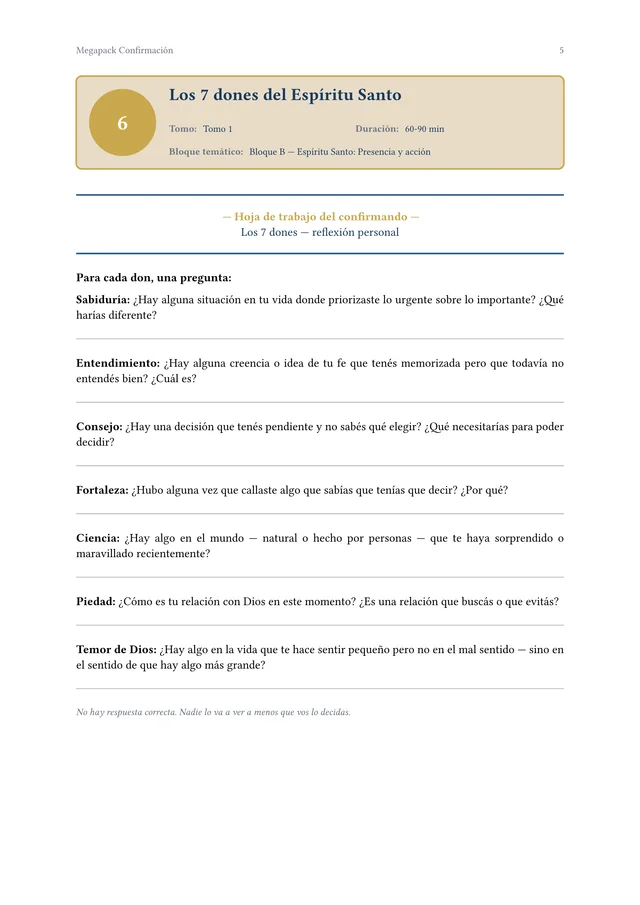 Página interior del Megapack Confirmación