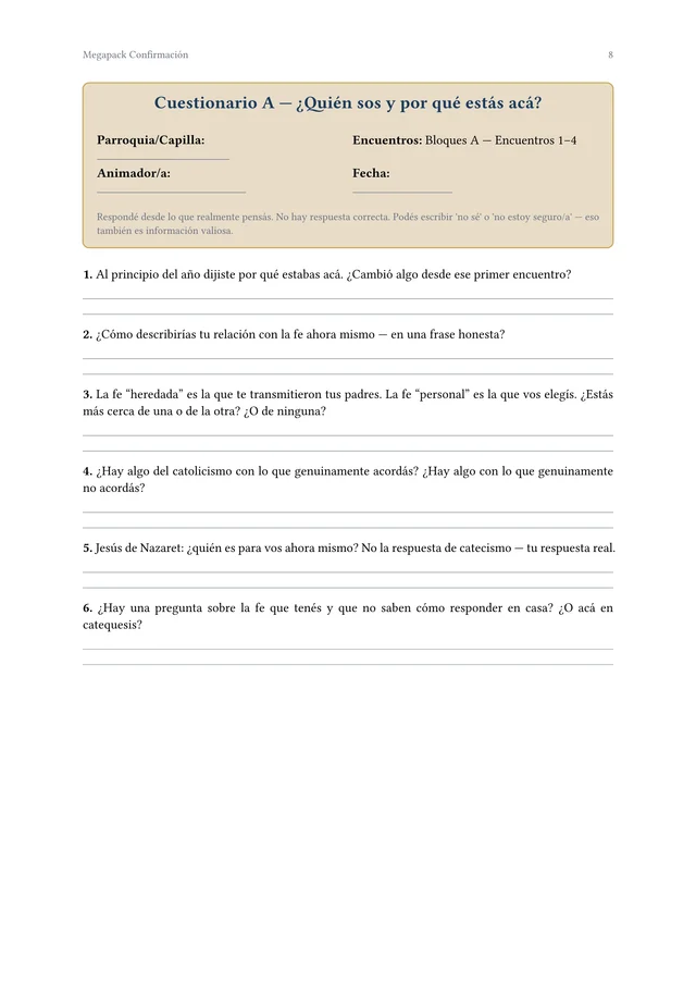 Página interior del Megapack Confirmación